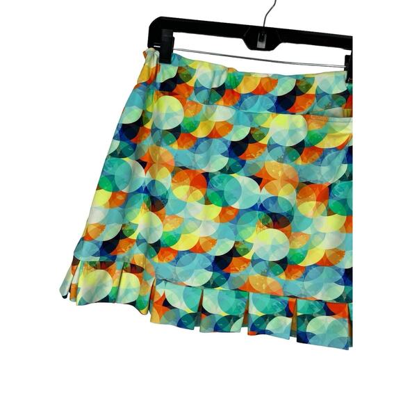 TZU TZU Samba Eclipse Skort Size L Pleat Ruffle Skirt Colorful Print Golf Pocket - Picture 6 of 9